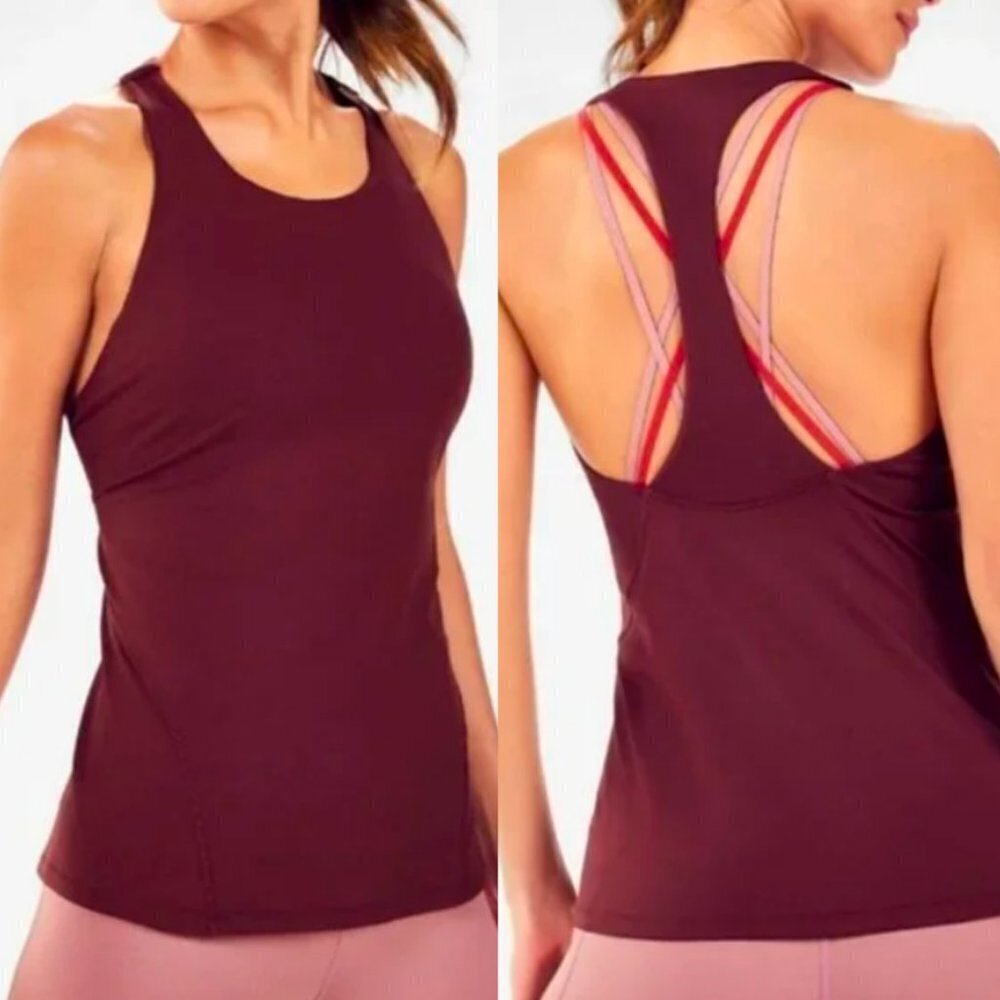 🦋 NEW FABLETICS Kessler Maroon Red Workout Tank Top Small